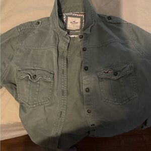 Hollister Women Olive Green Military Style Jacket